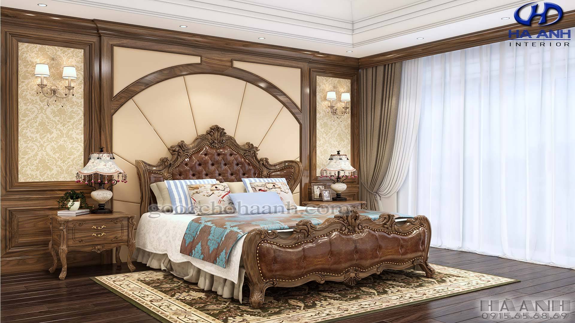 Các mẫu giường ngủ gỗ óc chó đầy lôi cuốn