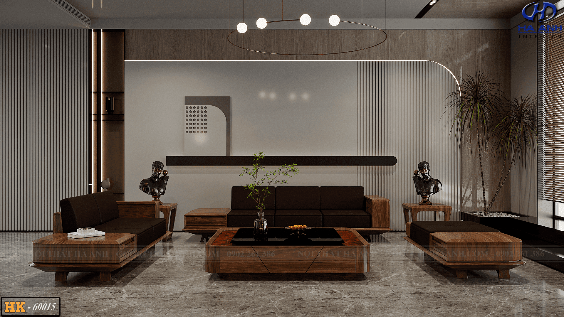 SOFA GỖ ÓC CHÓ TỰ NHIÊN HK – 60015