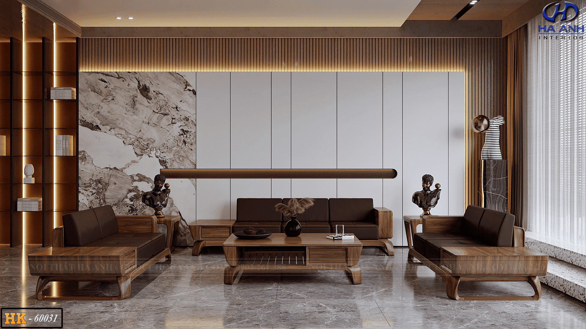 SOFA GỖ ÓC CHÓ TỰ NHIÊN HK – 60031