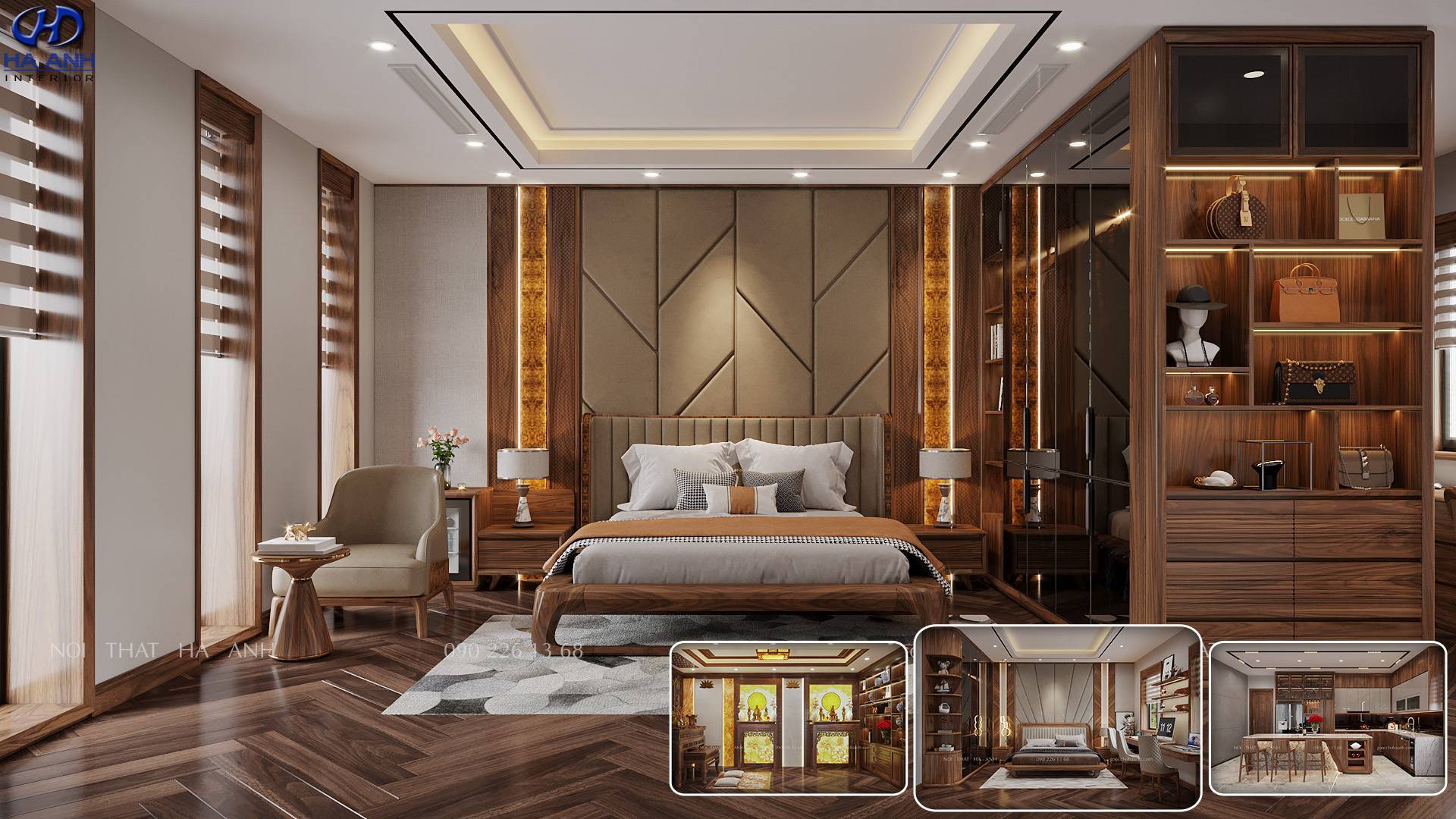 NỘI THẤT GỖ ÓC CHÓ NHÀ ANH HUY – HÀ NỘI